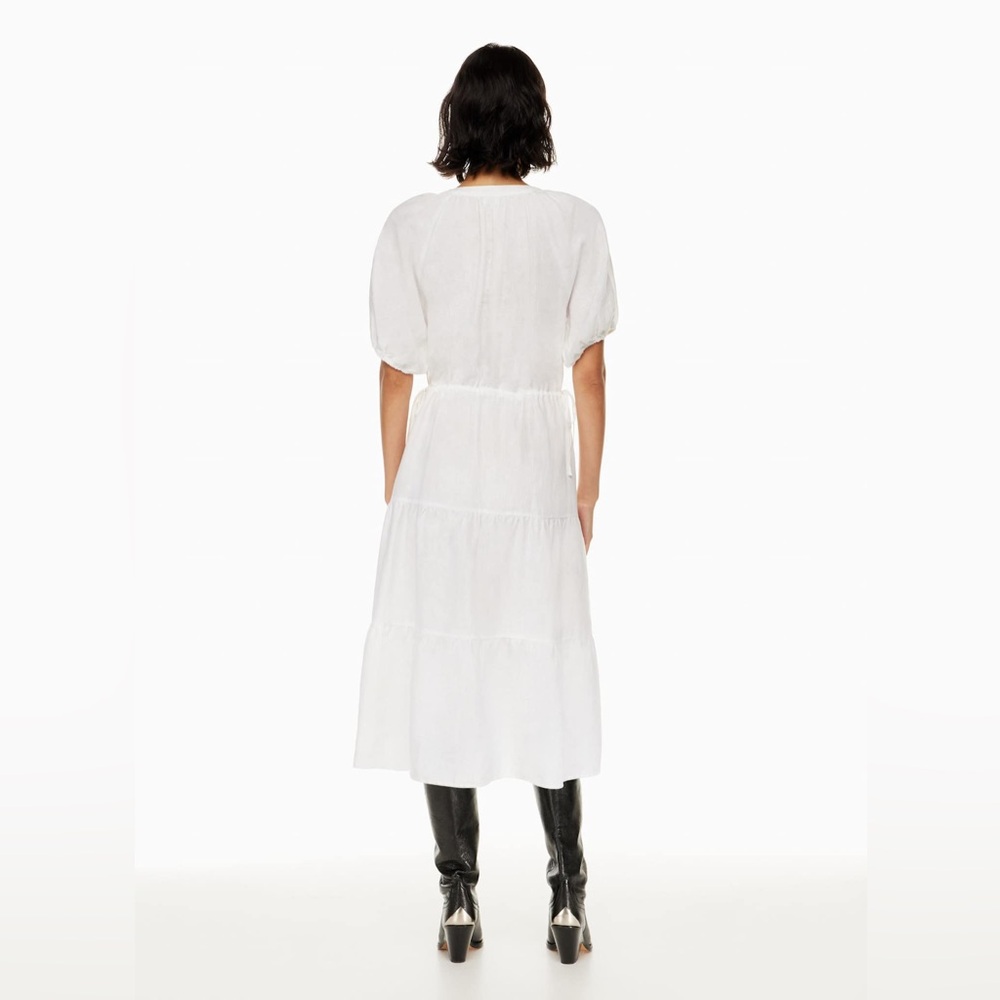 Wilfred Decadence White Linen Dress Tiered Organic Linen Midi Dress - Picture 5 of 8